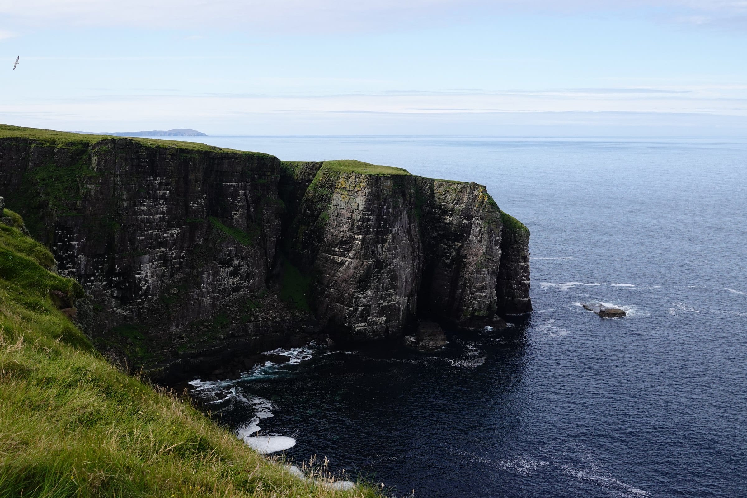 Torridonian sandstone sea cliffs on Handa Island in Sutherland, Scotland